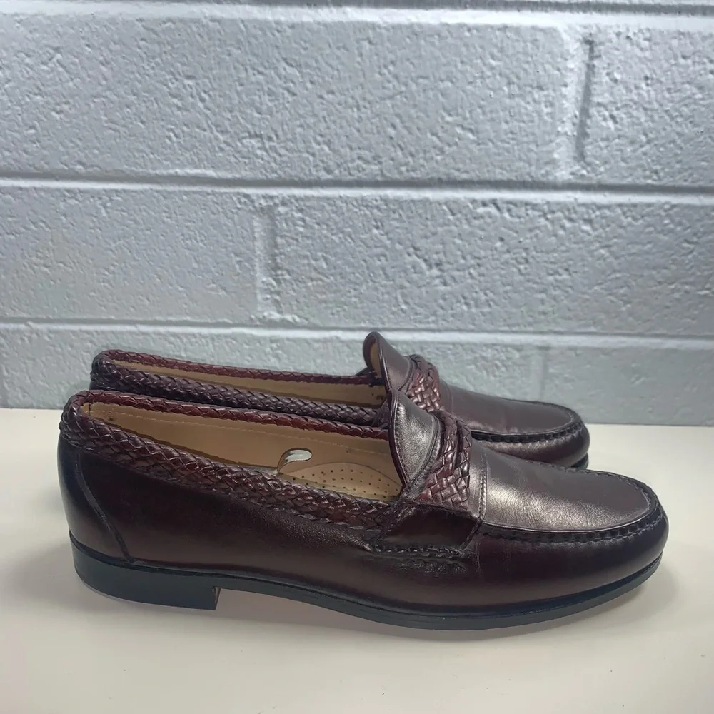 Allen Edmonds Burgundy Red Brown Leather Loafers Mens Size 11 Shoes Made In USA - Picture 1 of 8